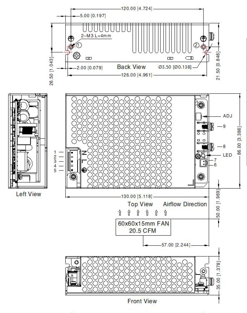 MORNSUN LOF350-20B12 SMPS Switching Mode Power Supply 350W 12V 25A PFC